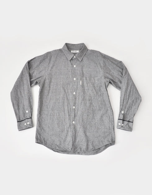 コットンシルクの袖口パイピングシャツ